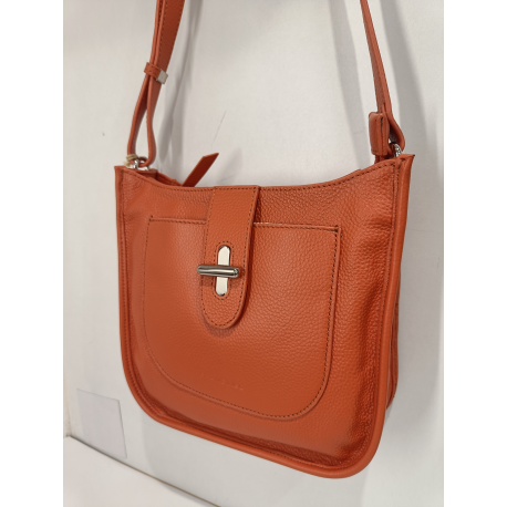 Sac porté  travers en cuir noir"Francinel "