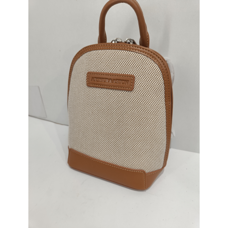 Mini sac a dos en synthétique bleu et toile beige "Arthur et Aston"