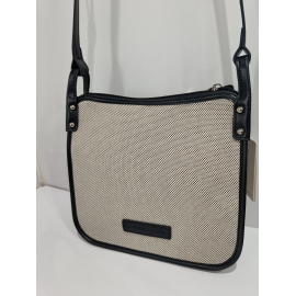 Sac en synthétique noir et toile beige "Arthur et Aston"