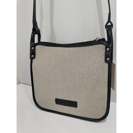Sac en synthétique noir et toile beige "Arthur et Aston"