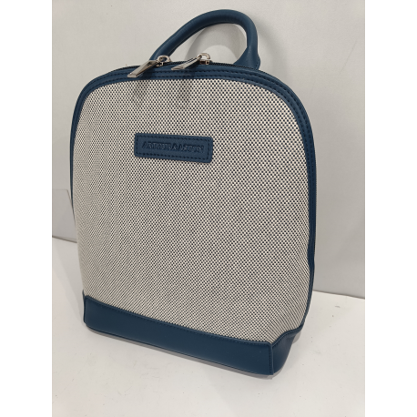 Sac a dos en synthétique noir et toile beige "Arthur et Aston"