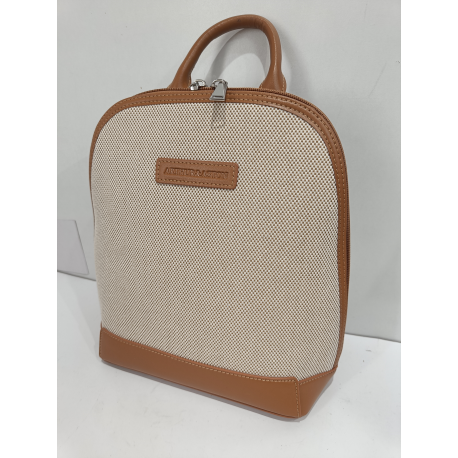 Sac a dos en synthétique marine et toile beige "Arthur et Aston"