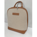 Sac a dos en synthétique camel et toile beige "Arthur et Aston"