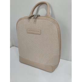 Sac a dos en synthétique camel et toile beige "Arthur et Aston"