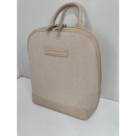 Sac a dos en synthétique camel et toile beige "Arthur et Aston"