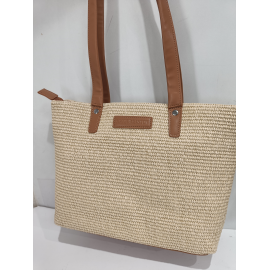 Sac en synthétique noir et toile beige "Arthur et Aston"