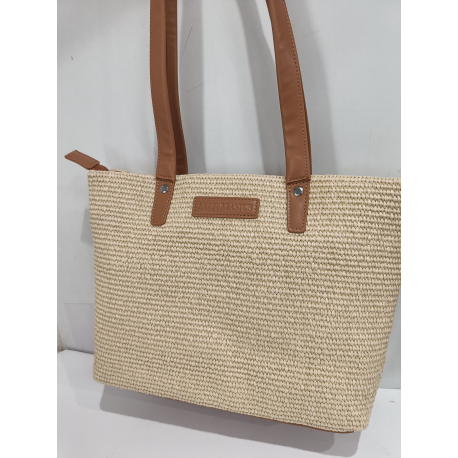 Sac en synthétique noir et toile beige "Arthur et Aston"