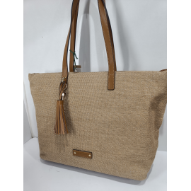 Sac en synthétique beige finition camel "Mia-Joy"