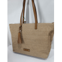 Sac en synthétique beige métallisé finition camel "Mia-Joy"