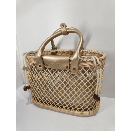 Petit panier en osier finition camel "Mia-Joy"