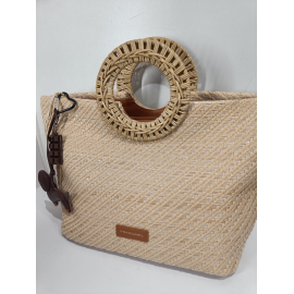 Sac en synthétique poignet osier beige " Franciinel "