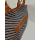 Sac en synthétique poignet osier beige et bleu " Franciinel "