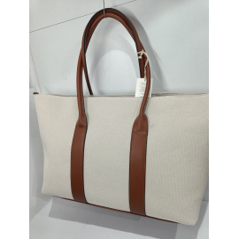 Sac en synthétique taupe finition camel "Mia-Joy"