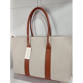 Grand sac en synthétique beige finition camel " Francinel "