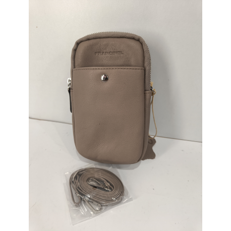 Petite pochette en cuir gris métallisée "Francinel "