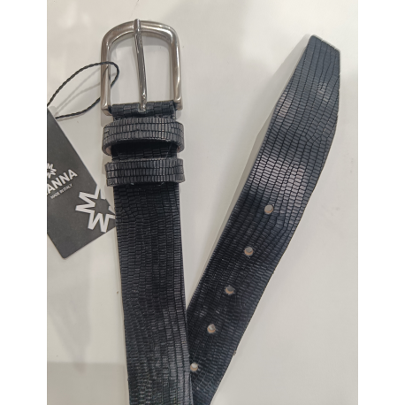 Ceinture en cuir noir vieilli "Manna"