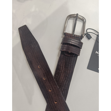 Ceinture en cuir noir façon croco "Manna"
