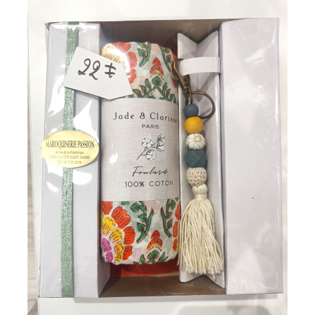 Magnifique Coffret Cadeau Foulard & Porte-clés -Jade & Clarisse Paris