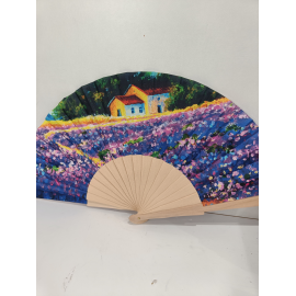 Éventail  paysage lavande