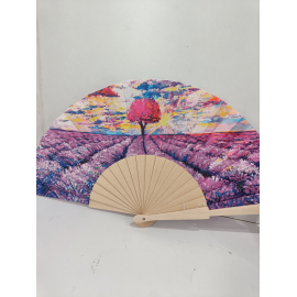 Éventail  paysage lavande