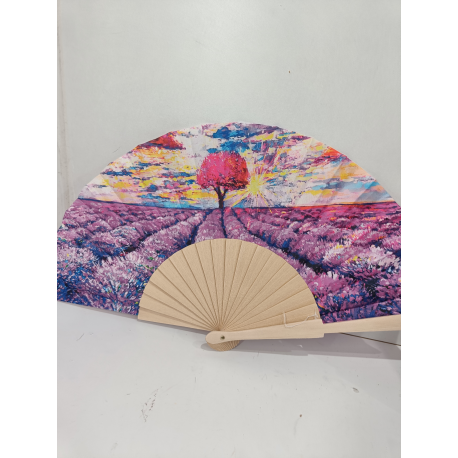 Éventail  paysage lavande