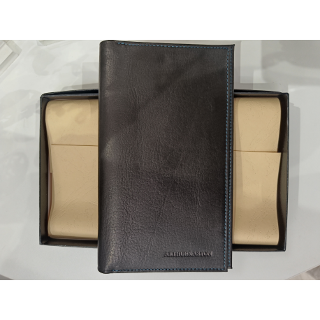 Porte chéquier en cuir noir "Artthur et Aston"