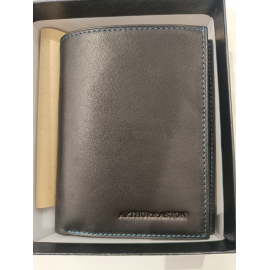Petit portefeuille noir en cuir " Arthur et Aston"