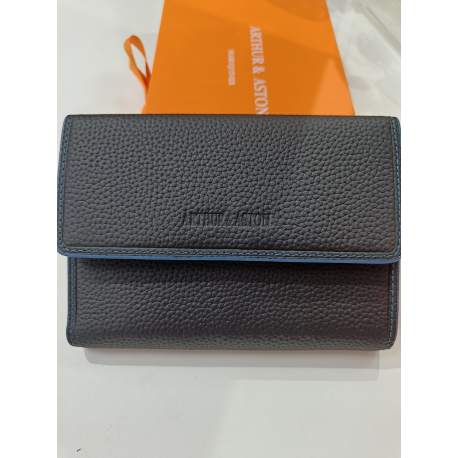 Petit portefeuille marron en cuir " Arthur et Aston"