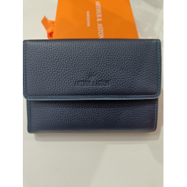 Portefeuille en cuir noir et bleu" Arthur et Aston"