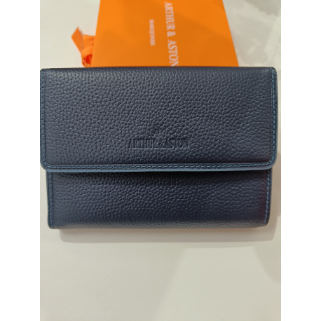 Portefeuille en cuir noir et bleu" Arthur et Aston"