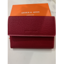 Portefeuille en cuir rouge et rose " Arthur et Aston"