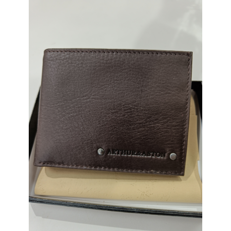 Petit portefeuille noir en cuir " Arthur et Aston"
