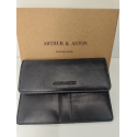 Porte papier plat en cuir  noir - Arthur et Aston-