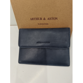 Porte papier plat en cuir  noir - Arthur et Aston-