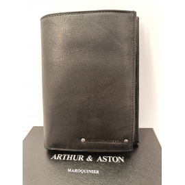 Portefeuille noir en cuir " Arthur et Aston"