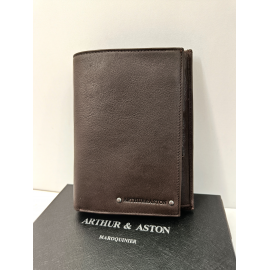 Portefeuille noir en cuir " Arthur et Aston"