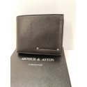 Petit portefeuille noir en cuir " Arthur et Aston"