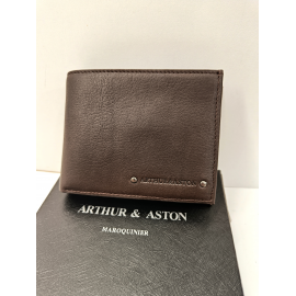 Petit portefeuille noir en cuir " Arthur et Aston"