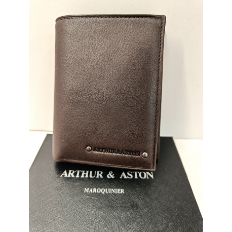 Petit portefeuille noir en cuir " Arthur et Aston"