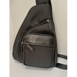 Sac monobretelle en synthétique et cuir noir "Francinel"