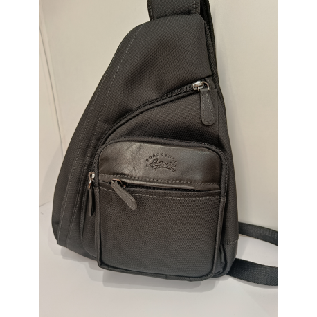 Sac monobretelle en synthétique et cuir noir "Francinel"
