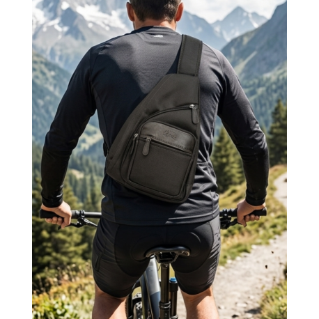 Sac monobretelle en synthétique et cuir noir "Francinel"