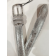 Ceinture en cuir argenté clair métallisé "Manna"