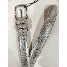Ceinture en cuir argenté clair métallisé "Manna"