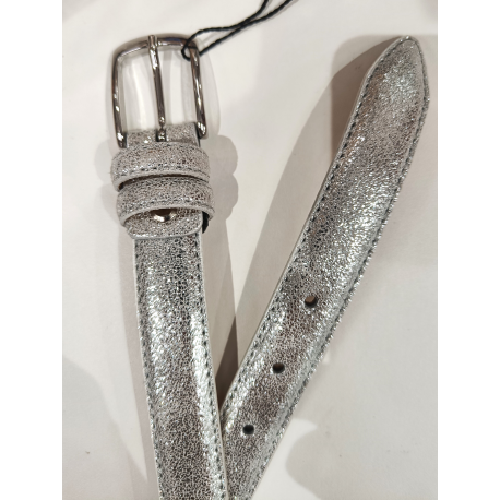 Ceinture en cuir argenté clair métallisé "Manna"