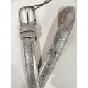 Ceinture en cuir argenté clair métallisé "Manna"