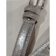 Ceinture en cuir argenté clair métallisé "Manna"