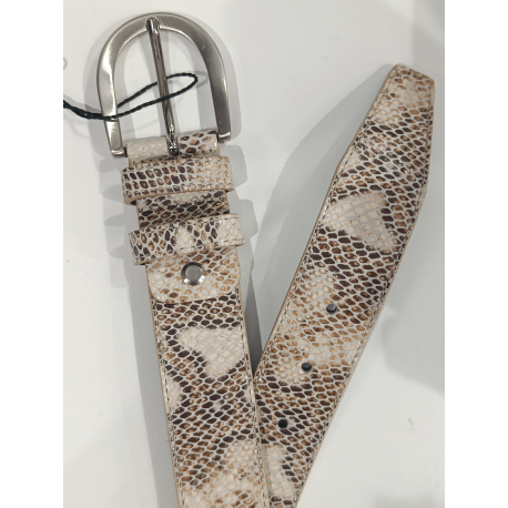 Ceinture en cuir façon python clair "Manna"