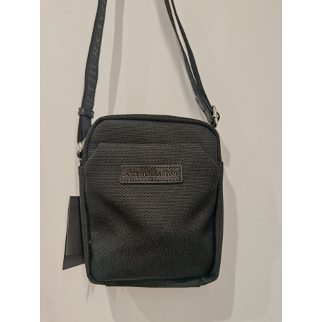 Sacoche en cuir noir  " Arthur et Aston"