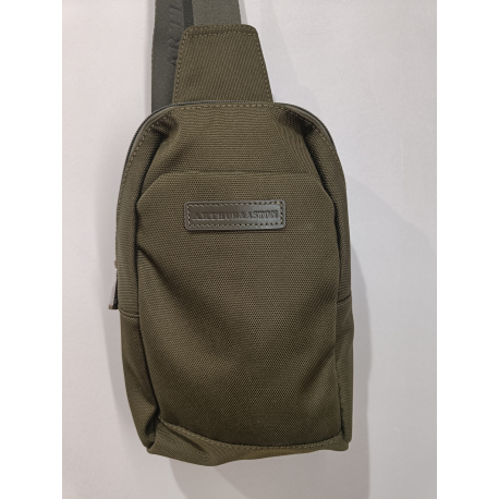 Sacoche en toile garnie cuir marron  " Arthur et Aston"